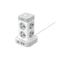 Мережевий перехідник XO WL21 (EU) tower shaped plug 8AC socket+3USB-A+1USB-C Сіро білий