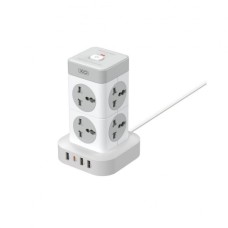 Мережевий перехідник XO WL21 (EU) tower shaped plug 8AC socket+3USB-A+1USB-C Сіро білий