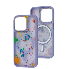 Чохол для iPhone 15 Pro Space color MagSafe бузковий плями