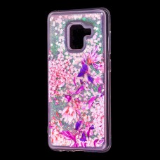 Чохол для Samsung Galaxy A8 2018 (A530) вода рожевий "рожево-фіолетові квіти"