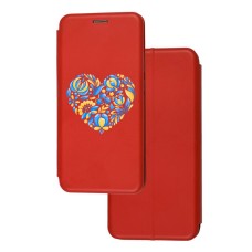 Чохол-книжка Samsung Galaxy A04s (A047) з малюнком червона серце з візерунком квітів