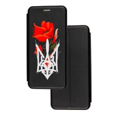 Чохол-книжка Samsung Galaxy A10 (A105) з малюнком чорний Тризуб з квіткою маку