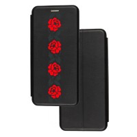 Чохол-книжка Samsung Galaxy А70 (А705) з малюнком червоні квіти