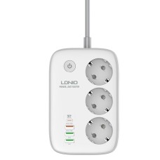 Подовжувач мережевий фільтр LDNIO c Wi-Fi SEW3452 3USB/1Type-C 3 Sockets QC/PD 30W/10A 2m EU Plug white