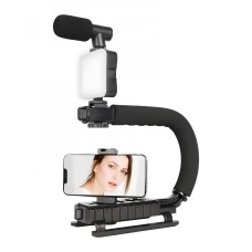 Одноосьовий стабілізатор Gimbal Stabilizer CH AY-49U Multifunctional Microphone та LED