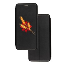 Чохол-книжка Samsung Galaxy A02S (A025) з малюнком чорний колоски пшениці візерунок