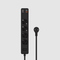 Подовжувач мережі WiWU 20W Smart Power Strip (4-220V/ 3USB/ 1PD 20W Type-C) EU Plug Black
